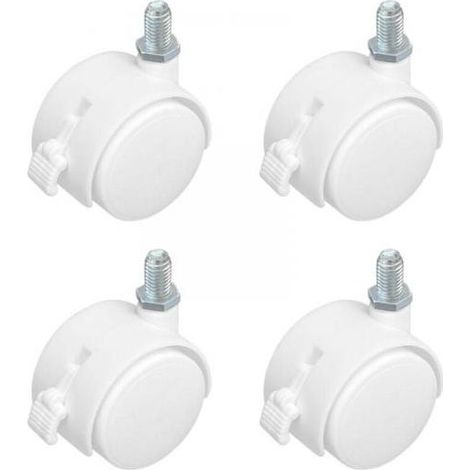 (bianco)set di 4 rotelle girevoli universali con freno, con ruote mobili (1/5)