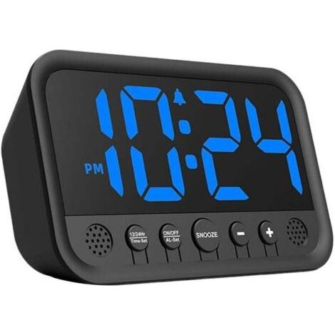 Réveil numérique compact avec affichage LED – Réveil puissant, idéal pour les gros dormeurs – Fonctionne sur secteur, réglages faciles de la luminosité et de la sonnerie – Parfait pour la table de che (1/4)