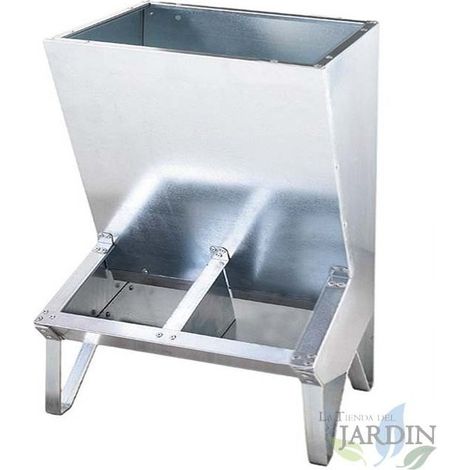 Tronco Zincato per Maiali, Distributore di Cibo con 2 Fori, 50 kg, 48 x 40 x 85 cm