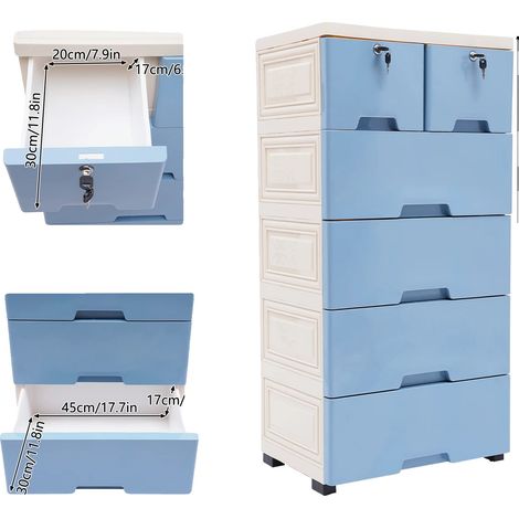 Cajonera, impermeable, diseño desmontable, blanco/azul. (1/2)