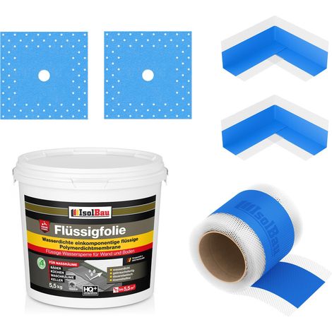 Dichtset Dusche Flüssigfolie 5,5 kg Abdichtset Dichtband Bad Duschelement Set (1/5)