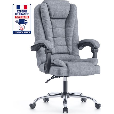 Chaise de bureau Xhomrattan, assise large et rembourrée, Chaise ergonomique, hauteur réglable sur 10 cm, Gris