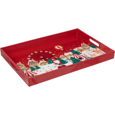 Vassoio stampato rosso 46x30cm - Atmosphera créateur d'intérieur (1/2)