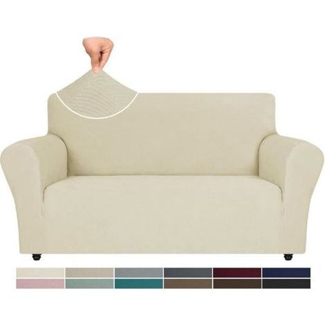 (Beige) Copridivano a 2 posti - Universale - Elasticizzato - Beige (1/4)