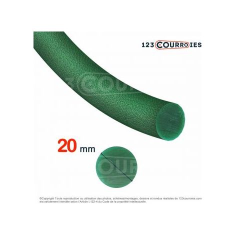 Courroie ronde thermosoudable verte diamètre 20 mm