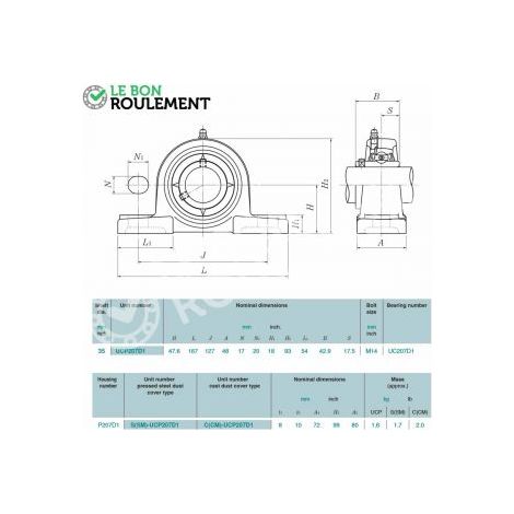 Palier fonte M-UCP207-D1-NTN