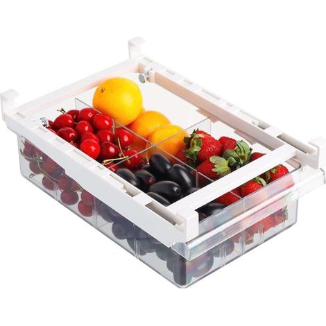 Tiroir Rétractable pour Réfrigérateur - Rangement Organisateur Rétractable en Plastique Transparent Sans Bpa Pour Frigo, Congélateur ou Cuisine - Peut Contenir des Fruits,Légumes & Plus Encore (1/5)