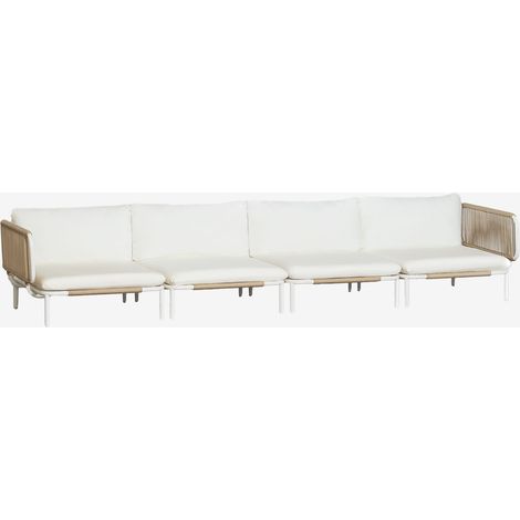 SKLUM Gartenset mit 4-teiliger modularer Sofagarnitur mit 2 Eckmodulen aus Roubly-Stahl Beige Mandel Rose                                  