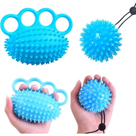 Pelota de rehabilitación de mano y muñeca (2 piezas), pelota de masaje, pelota antiestrés para adultos y niños, pelota para fortalecer dedos, muñecas y manos. (1/5)