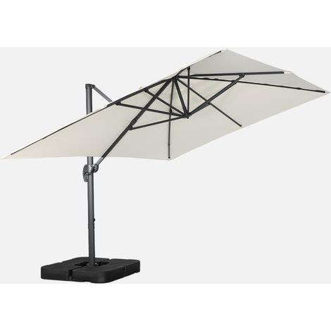 Parasol rectangular excéntrico, 3x4m + placas de lastre 50x50cm