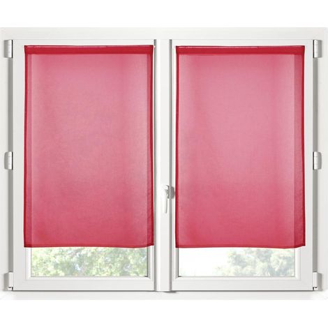 Paire de Rideaux Voile 60 x 120 cm Brise bise rouge