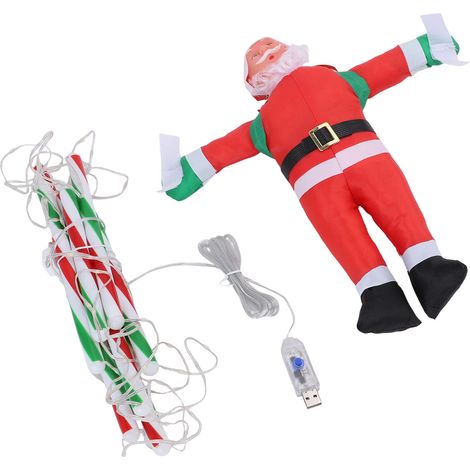 Guirlande LED échelle décorative Noël avec Père Noël 8 modes étanche intérieur extérieur fenêtre jardin maison mur sapin déco multicolore 1.7m / 5.6ft (1/5)