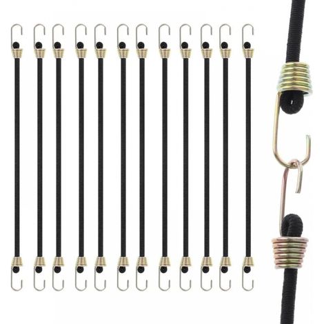 Spanngurte mit Haken, 15er-Pack Spanngurte, 25 cm Spanngurte, robuste Gummispanngurte zum Sichern von Gepäck, Zelt, Planen, Auto (1/5)