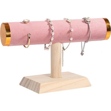 T-Bar - Bracelet Holder - Jewelry Display Stand for Watches - Small Jewelry Organizer for Girls (Pink) (1/5)
