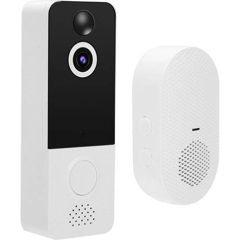 Sonnette vidéo WiFi 1080p avec vision nocturne PIR, application de contrôle et sonnerie intégrée pour villa, maison, bureau ou appartement (prise 100-240VUK). (1/5)