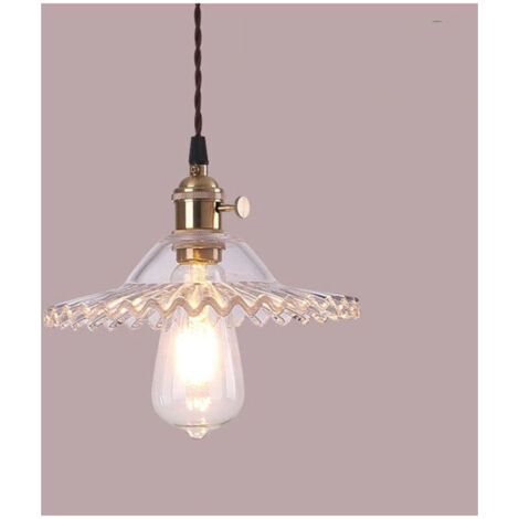 E27 Industrielle Vintage Verre Suspensions Luminaire Retro Plafonnier Luminaire Verre Retro Suspensions Luminaires Industrielle Eclairage de Plafond Suspensions Plafonniers Luminaire(Verre transparent (1/4)