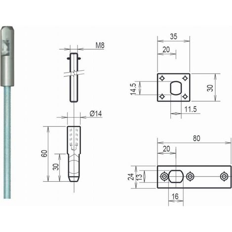 TEG-Stangen komplett 837 METALUX für 2-Punkt- und 3-Punkt-Schlösser - F15837SG00