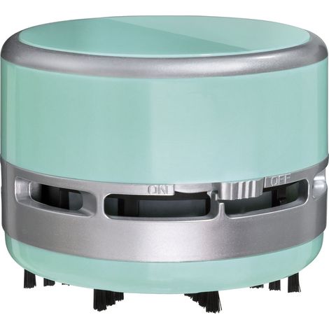 Clauss 2Clean Aspirapolvere da Tavolo Verde Menta, Mini aspirapolvere come gadget da ufficio, Ideale per l'ufficio, la casa o l'auto, 2 batterie AA (non incluse)  Facile da pulire, CL-50002 00 (1/4)