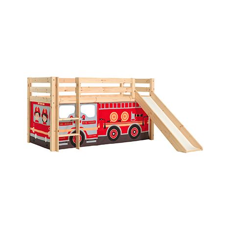 Lit mi-hauteur avec toboggan Astrid avec tente de lit Fire Truck (1/5)