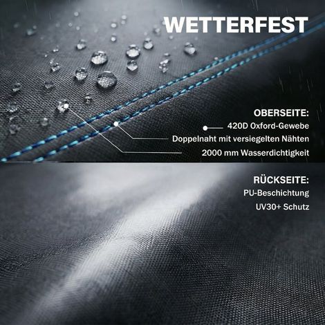Winterabdeckung für Gartenmöbel, wasserdicht, UV-beständig, winddicht, aus 420D Oxford-Gewebe, 180x120x74 cm, schwarz. (1/5)