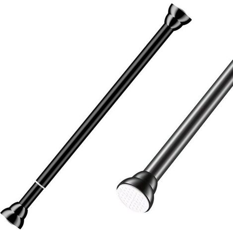Tringle Rideau Sans Percage - Tringle Rideau Extensible - 70-120 cm (diamètre 25 mm) - 1 pièce - Noir,pour fenêtre, armoire (1/4)