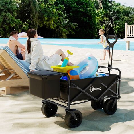 Trolley pieghevole con borsa termica rimovibile, maniglia regolabile in lunghezza e angolazione e borsa per il trasporto - Nero