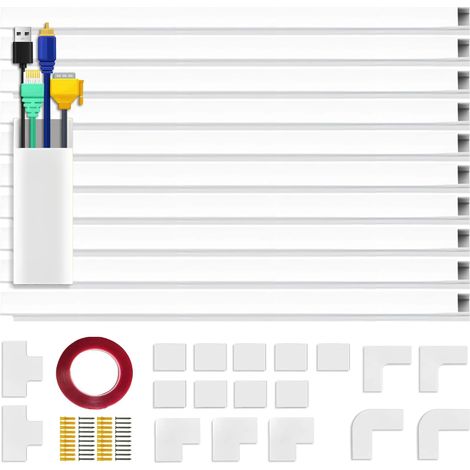 Weißer, selbstklebender Kabelkanal 4 m (10 Stück x 400 mm x 30 mm x 15 mm) (1/3)