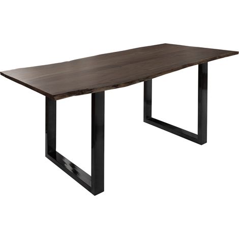 FREEFORM 3 Tavolo da pranzo in legno di acacia - laccato grigio / ferro - antracite lucido 160x90x76