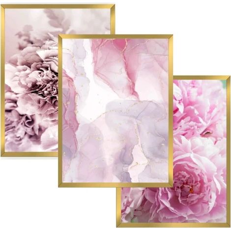 Affiches murales avec cadre doré, ensemble de fleurs glamour 30x40 (1/5)