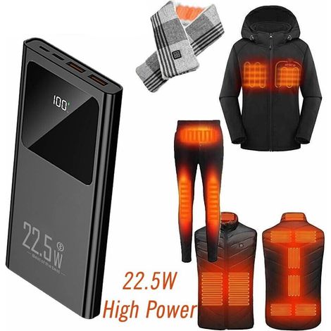 FLITI 5V 3A External Battery for Heated Jacket, 22.5W Fast USB Charger, High Capacity Power Bank with LCD Screen and LED Light (1/5)