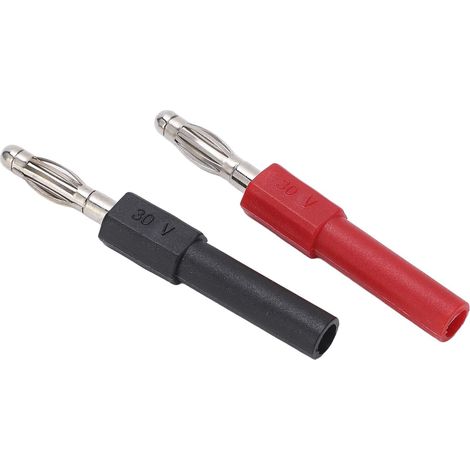 Adaptateur Fiche Banane 4mm Male à 2mm Femelle pour Multimètre, PA et Laiton, 30Vac-60Vdc, 10 Pièces, Rouge et Noir, Modèle J.20012 (1/5)