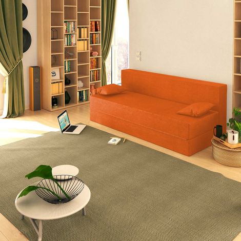 Baldiflex Divano Letto Morbido TreTris 3 Posti che diventa 3 Posti letto colore Arancio (1/4)