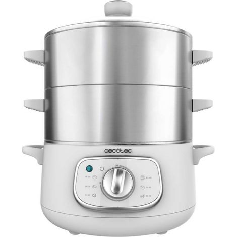 Cecotec Cuiseur à Vapeur électrique Vapovita 3000 INOX, 3 paniers indépendants, Bol de Cuisson du Riz