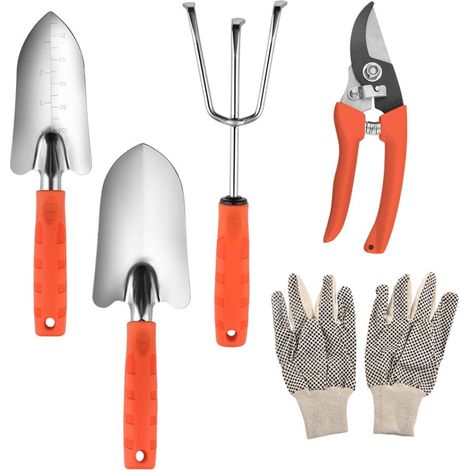 Kit D'outils De Jardin - 5 Pièces - Manche Ergonomique Antidérapant - Pour Jardinage Extérieur Et Cour - 565 G (1/5)