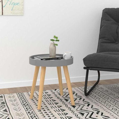 vidaXL Side Table Grey 38x38x40 cm Engineered Wood&Solid Wood Pine (1/5)