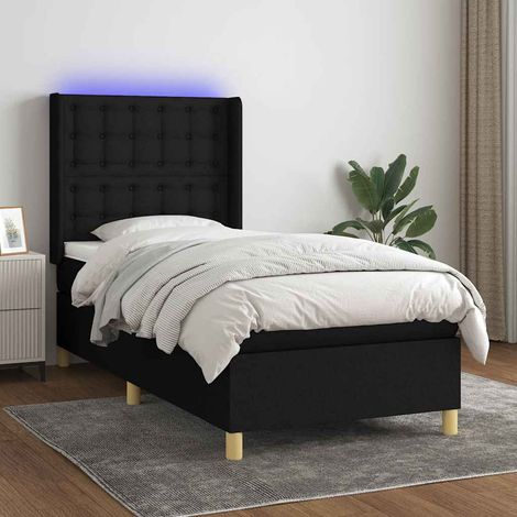 Teenpull – Boxspringbett mit Matratze & LED Schwarz 90x190 cm Stoff (1/5)