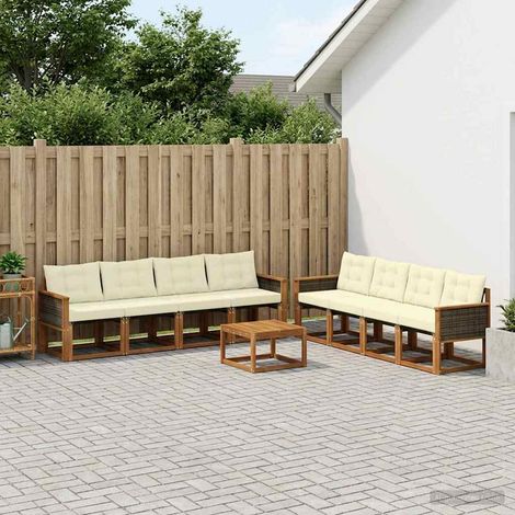 vidaXL Outdoor-Sofagarnitur mit Kissen 9 pcs Natur und Creme (1/5)