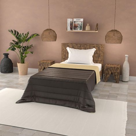 Italian Bed Linen Trapuntino estivo BASIC tinta unita, microfibra, Marrone/Panna, Piazza e mezza 200x240cm (1/5)
