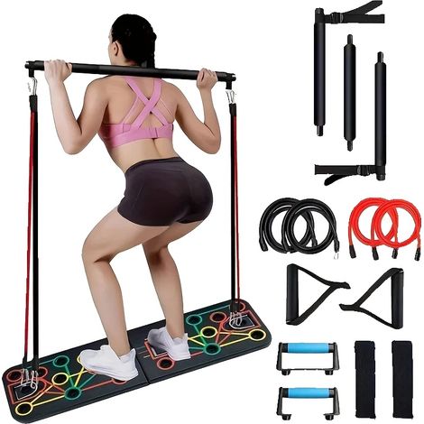Planche à Pompes, 60 x 40 cm, Capacité jusqu'à 113 kg, Multicolore, Entraînement de Force, Comprend un Guide d'Exercice (1/5)