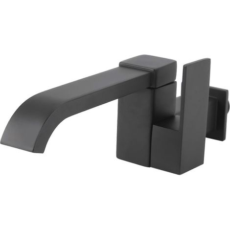 Robinet de lavabo mural pour salle de bain, robinet d'eau froide, robinet cascade pour baignoire, robinet pour vasque, robinet pour piscine - Noir (1/5)