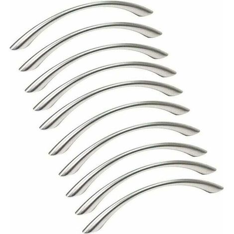 Lot de 10 Poignée Meuble Poignée de Meuble Cuisine Inox - Poignée de Porte Poignée Cuisine Nickel Brossé en Acier Inoxydable Entraxe 128mm argent (1/4)