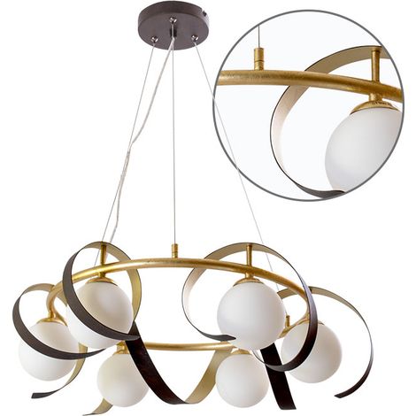 AKUNADECOR Lampara 6 Luces Inara Dorada Con Tulipas Esfericas (1/2)