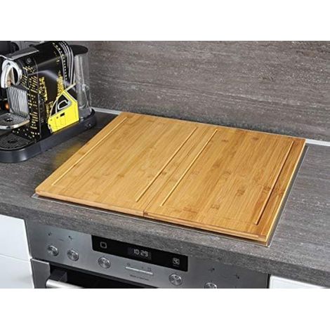 Lot de 2 couvre-plaques / planches à découper en bambou 50 x 28 cm (1/5)