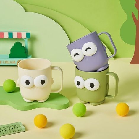 Vaso blanco para agua, ideal para el hogar, para enjuague bucal o como vaso grueso para cepillo de dientes con diseño de niña.
