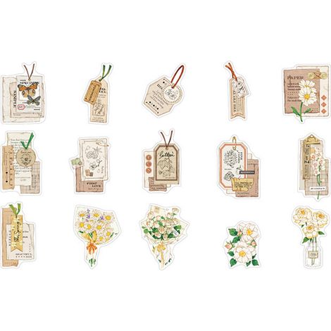 30 autocollants fleurs vintage pour scrapbooking, décoratifs adhésifs pour carnet DIY, journal, planning, art créatif décoration (1/5)