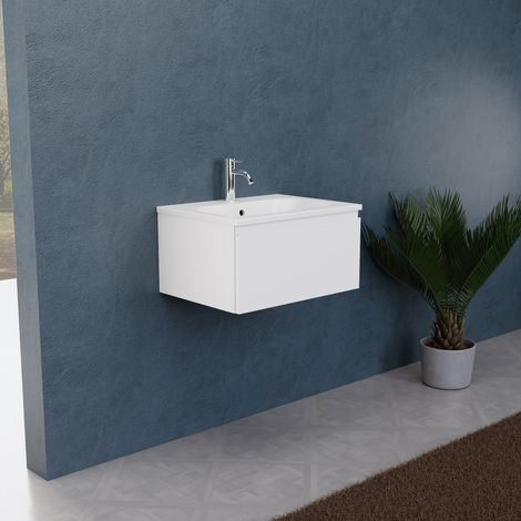 Inda - Meuble de salle de bain L.60 avec vasque mate / Blanc mat (1/5)