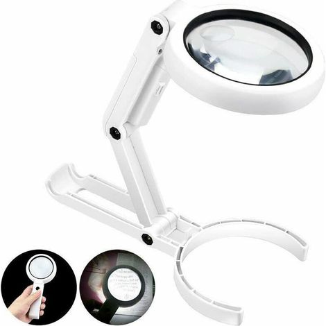 VURAHOME - Lampe Loupe - Loupe Eclairante avec 8 LED Lumière 5X Loupe Lecture sur Pied pour le Journal (1/5)
