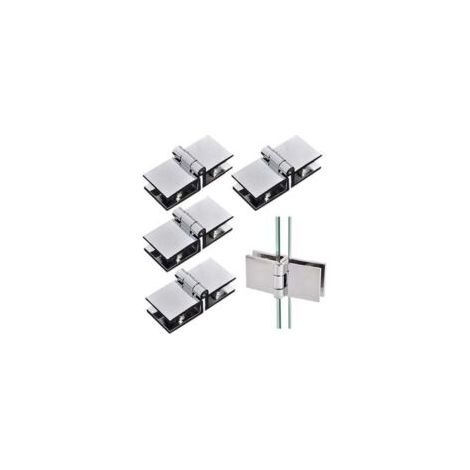 Set di 4 cerniere a doppia faccia per porte in vetro a 180 gradi, adatte per cabine doccia, con morsetti regolabili in lega di zinco, adatte per vetri di spessore da 5 mm a 8 mm - Crezuo