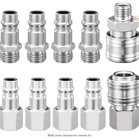 10 Pcs raccord rapide air comprimé,raccord pneumatique 1/4"BSP,tuyau compresseur d'air,embout compresseur,embout compresseur air,accessoires compresseur d'air (1/5)