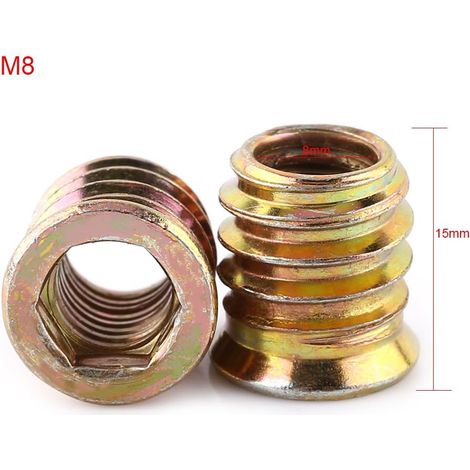 Pack de 20 pièces M8 Écrou hexagonal fileté en alliage de zinc, Écrous d'Insert en alliage de zinc Assortiment (M815mm) - RWEcrou hexagonal